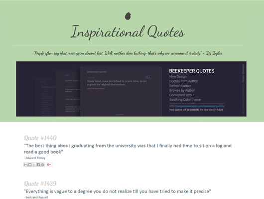 Screenshot of a Old Beekeepers quotes website - image