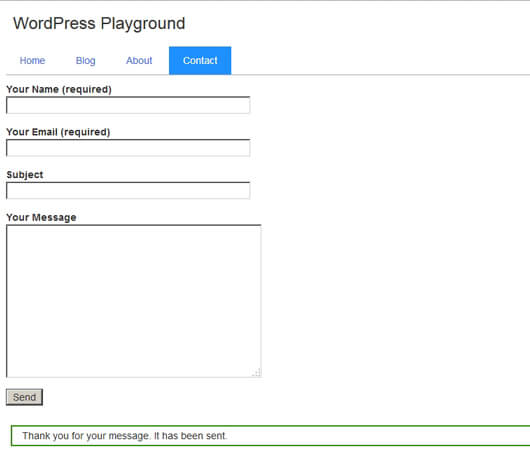 Front end form - form send with success message - image