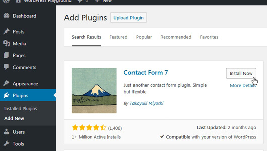 Installing Contact-Form-7 in the WordPress plugin page - image