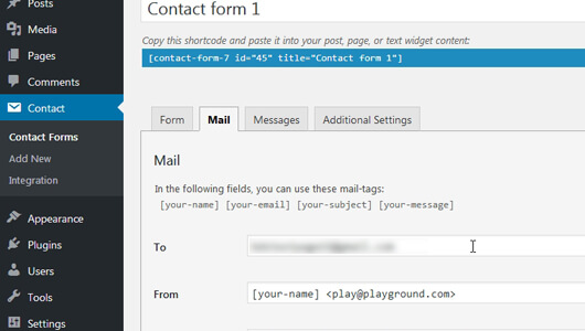 Mail tab in the Contact-Form-7 edit page - image