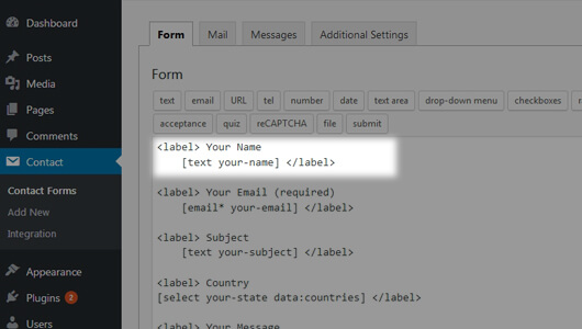 Form-tag is highlighted in the Form tab - image