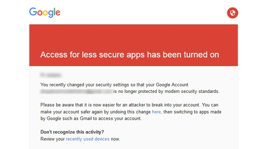 Receiving a message to your inbox from Gmail for security mail - image