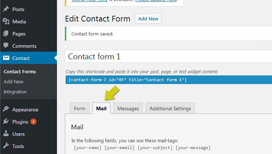 Contact-form-7 Mail tab - image