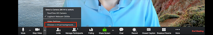 Selecting the Virtual Background from the dropup from the Zoom Desktop client - beekeepersblog.com