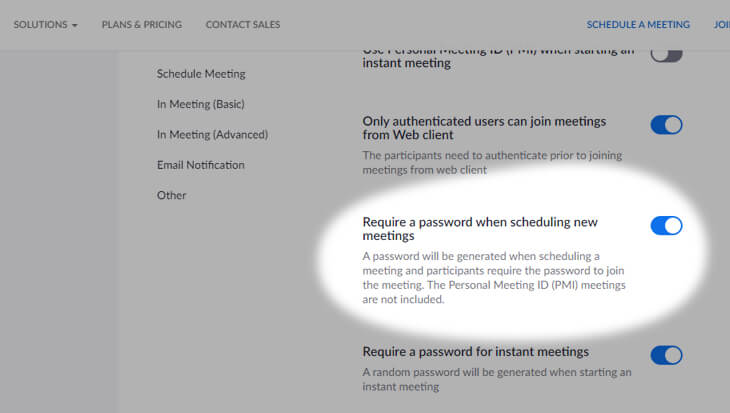 Require a password when scheduling new meetings - beekeepersblog.com